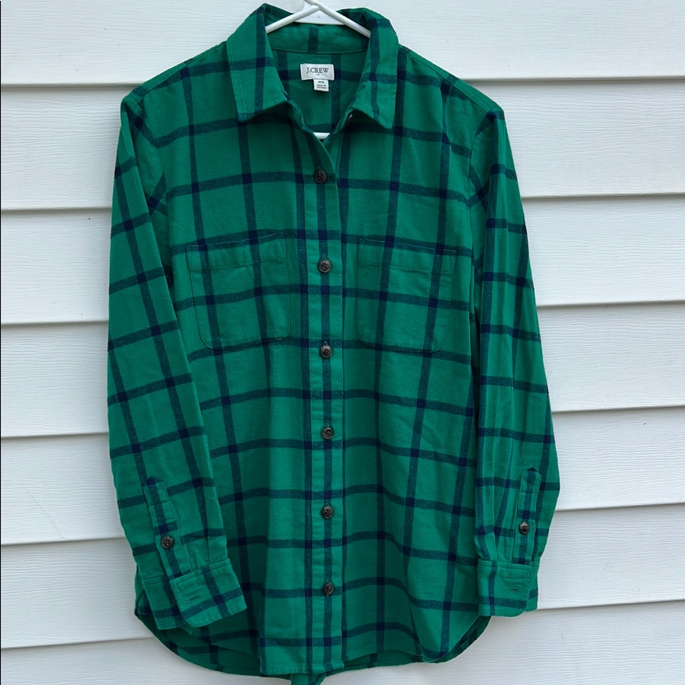J. Crew Green and Blue flannel shirt